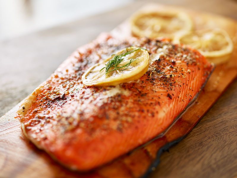 cooked salmon filet